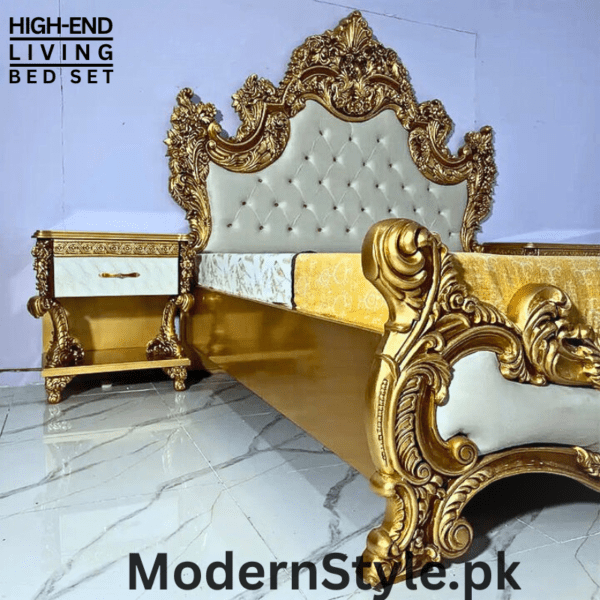 Royal Modern Bed Set – Premium Bedroom Furniture for Pakistani Homes - Image 3