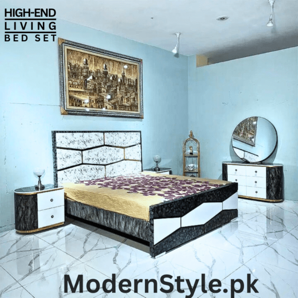 Modern Bed Set – Premium Upholstered Headboard & Sturdy Frame