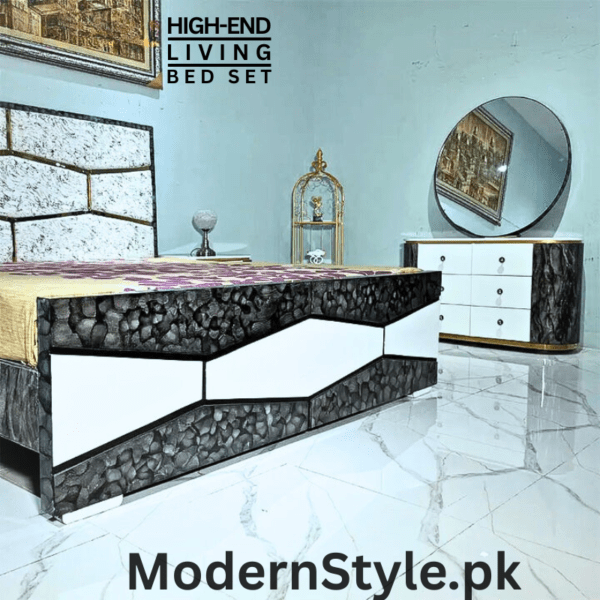 Modern Luxury Bed Set – Upholstered Headboard & Durable Frame - Image 2