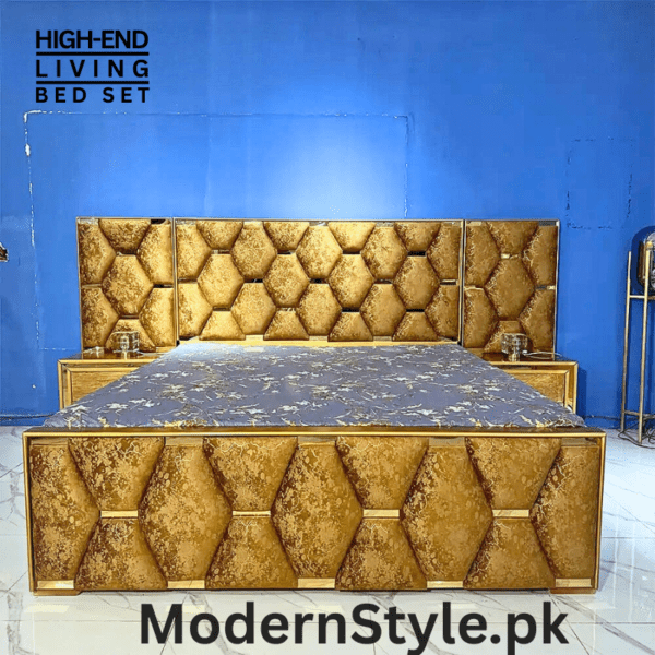 Premium Bed Set – Modern Bed Frame with Headboard & Side Tables - Image 2