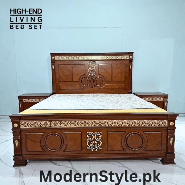 Royal Mughal Bed Set - Handcrafted Sheesham Wood King Size Bed with Storage - Image 2