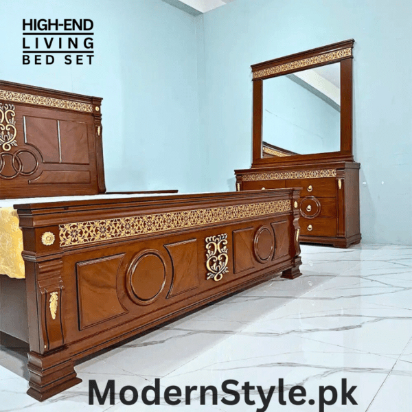 Royal Mughal Bed Set - Handcrafted Sheesham Wood King Size Bed with Storage - Image 3