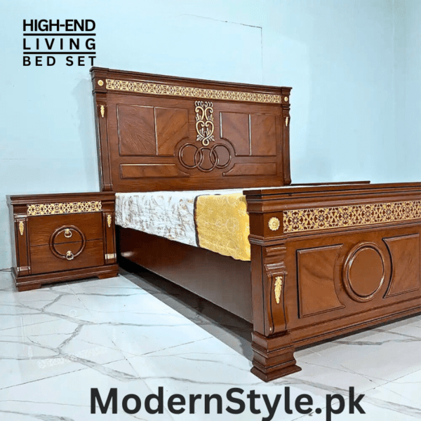 Royal Mughal Bed Set - Handcrafted Sheesham Wood King Size Bed with Storage - Image 4
