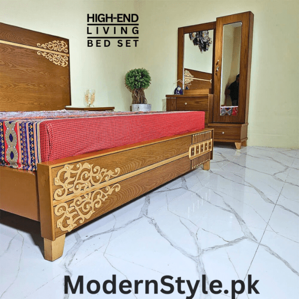 Marigold King Size Bed – Elegant Keekar Wood Bed Frame with High Gloss Finish - Image 4