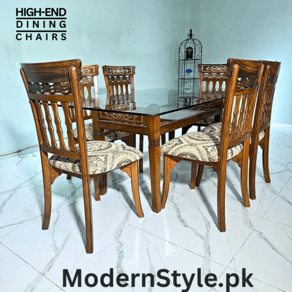6-Seater Dining Table Set - Modern Sheesham Wood for Pakistani Homes