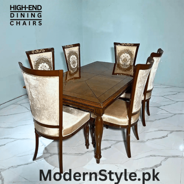 6-Seater Dining Table Set - Modern Sheesham Wood Table & Chairs (Pakistan Made) - Image 3