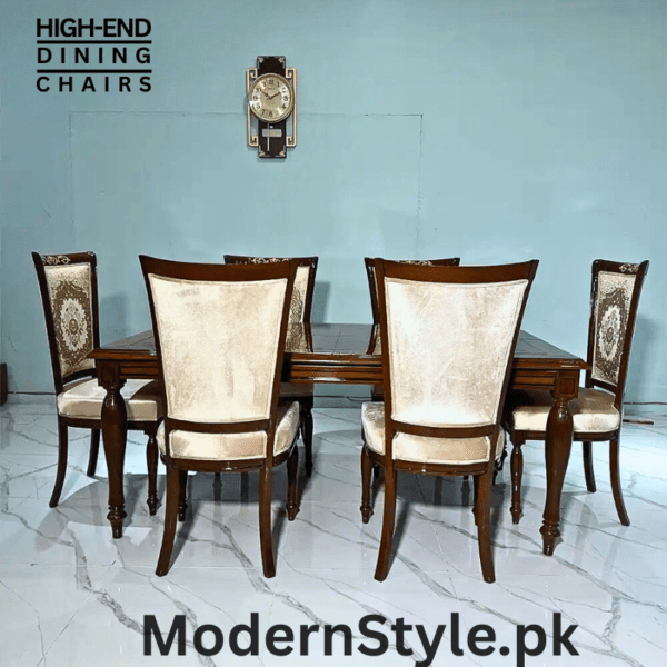 6-Seater Dining Table Set - Modern Sheesham Wood Table & Chairs (Pakistan Made) - Image 4