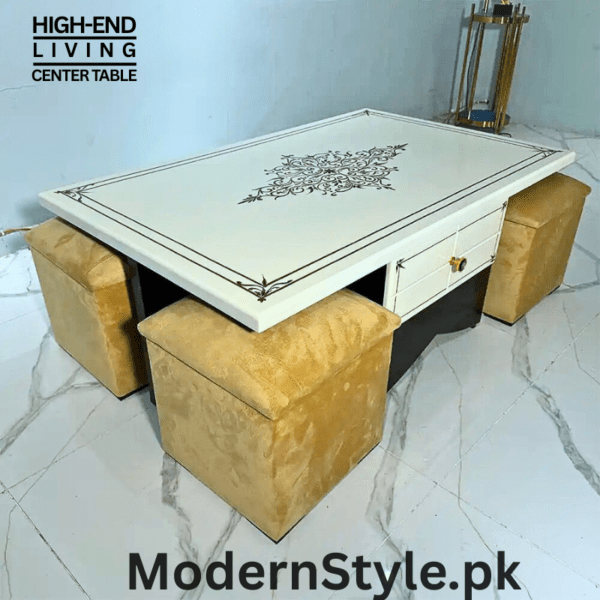 Modern Center Table – Durable MDF Design for Pakistani Homes