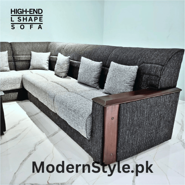 ClassicCraftsman Deluxe 7-Seater L-Shape Sofa – Luxury Keekar Wood & Imported Fabric - Image 2