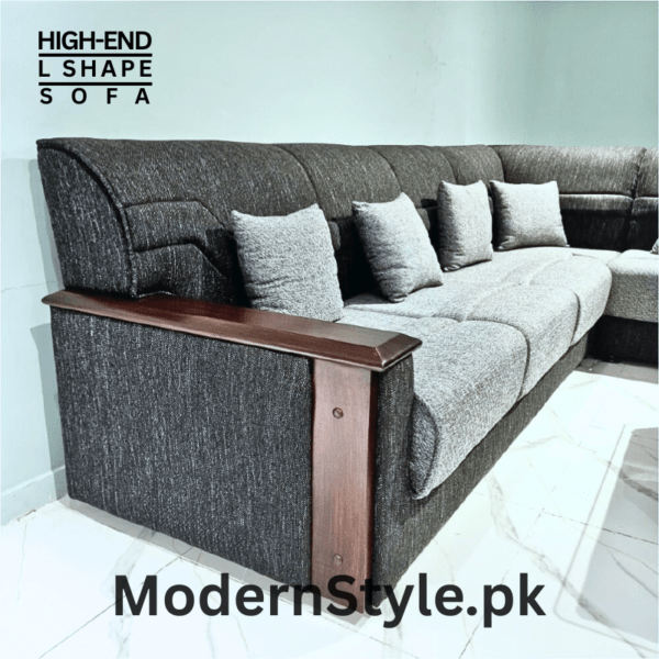 ClassicCraftsman Deluxe 7-Seater L-Shape Sofa – Luxury Keekar Wood & Imported Fabric - Image 3