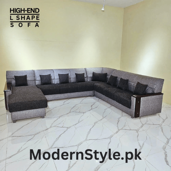 10-Seater L-Shape Sofa Daybed - Luxury Fabric Sofa for Pakistani Homes