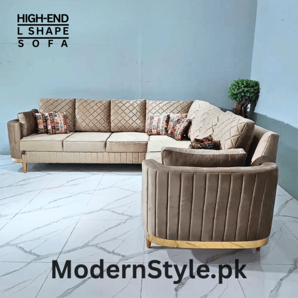 ContemporaryCharm Luxury L-Shape Sofa – Premium Keekar Wood & Imported Fabric - Image 2