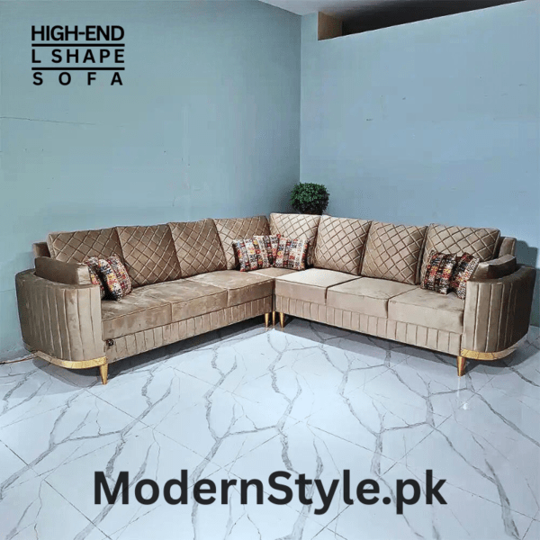 Luxury L-Shape Sofa – Keekar Wood Frame & Imported Fabric
