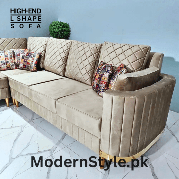 ContemporaryCharm Luxury L-Shape Sofa – Premium Keekar Wood & Imported Fabric - Image 3