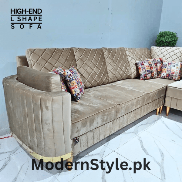ContemporaryCharm Luxury L-Shape Sofa – Premium Keekar Wood & Imported Fabric - Image 4