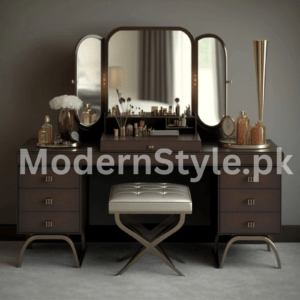 Modern Dressing Table - Rosewood Vanity with Mirror & Drawers