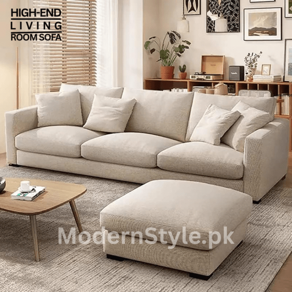 Minimalist White Sofa Set - Modern Living Room Furniture Pakistan