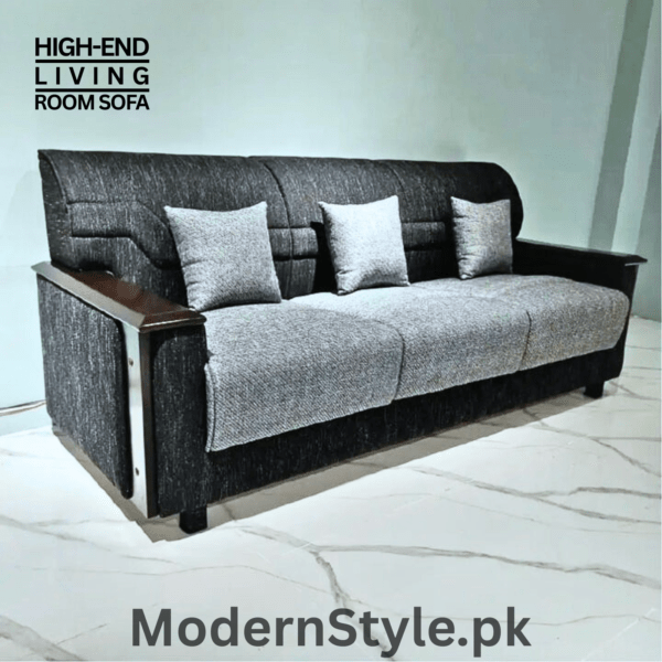 GrandGrove Wooden Couch #S42 – Premium Keekar Wood Sofa with Imported Fabric - Image 3