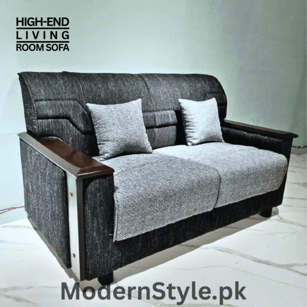 GrandGrove Wooden Couch #S42 – Premium Keekar Wood Sofa with Imported Fabric - Image 4