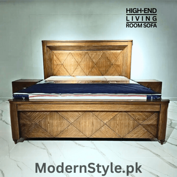 AntiqueEssence Bed – Luxury Keekar Wood & Walnut Veneer King Size Bed - Image 2