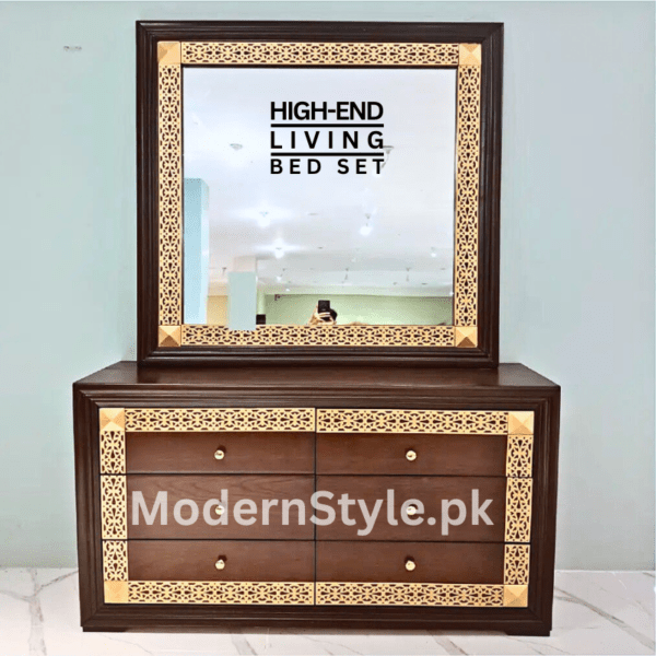 ArtisanalAntique Wooden Bed – Handcrafted Keekar Wood Double Bed with Ash Veneer Finish - Image 8