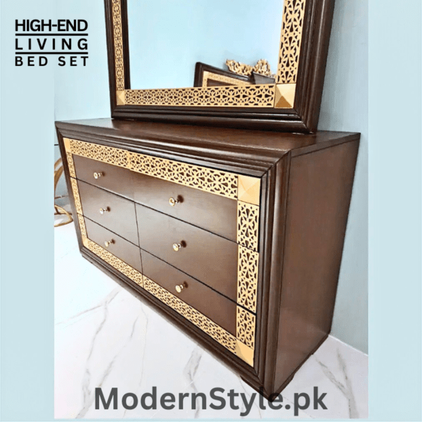 ArtisanalAntique Wooden Bed – Handcrafted Keekar Wood Double Bed with Ash Veneer Finish - Image 7