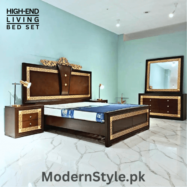 Handcrafted Keekar Wood Bed – Ash Veneer Double Bed Frame